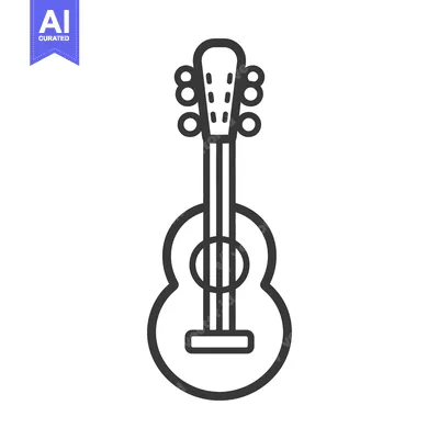 Popular premium asset: A black and white outlined image of a ukulele instrument