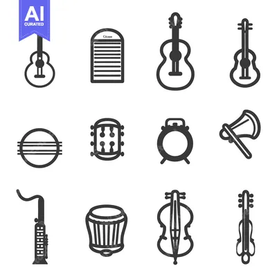 Various Musical Instruments Illustrated In A Simple Flat Style