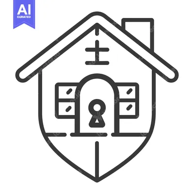 Aset premium populer: A simplistic black and white illustration of a house shaped icon