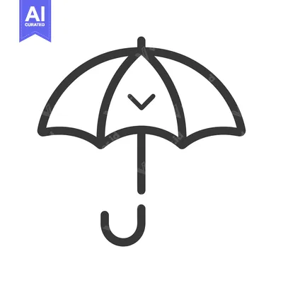 Aset premium populer: Simple line drawing of a closed umbrella on a white background