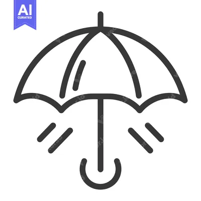 An illustrated umbrella protecting from falling lines representing rai