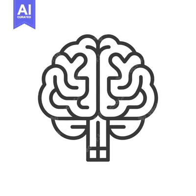 Aset desain premium: A black and white simplified illustration of the human brain