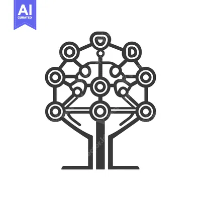 Aset premium populer: A stylized digital tree illustration with connected circular nodes