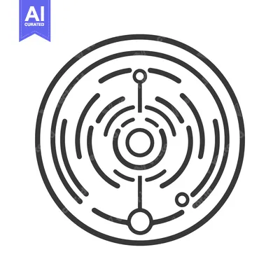 Aset premium populer: A circular stylized image with concentric circles and dots