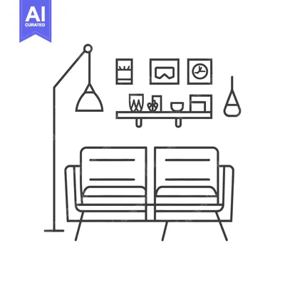 Aset premium populer: Minimalist Black And White Illustration Of A Modern Living Space