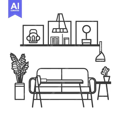 Aset premium populer: A minimalist interior design featuring furniture and decorative elemen