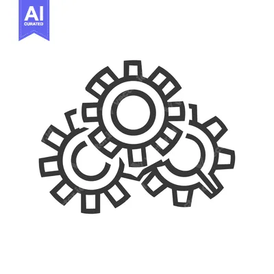 Interlocking Black and White Cogs on White Background