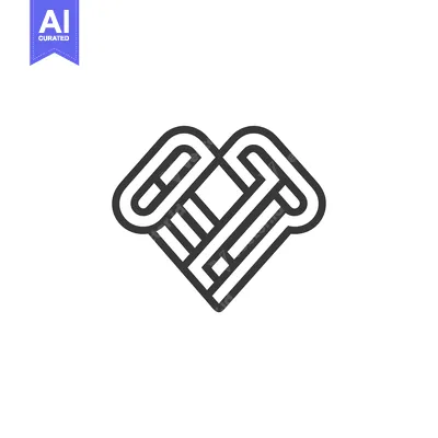 Aset desain premium: Interlocking Line Art Heart Shape
