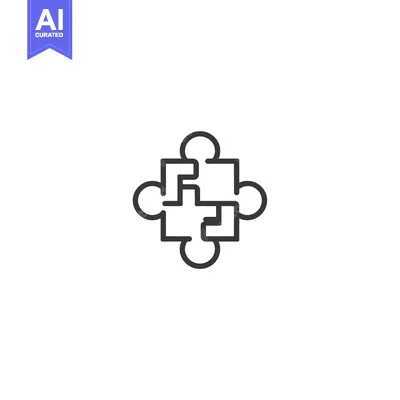 Aset premium populer: Interlocking Puzzle Pieces Forming a Square with Circles at the Corner