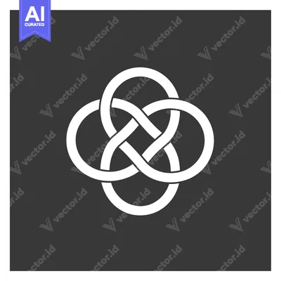 Aset premium populer: Interlocking White Knot Design on Black Background