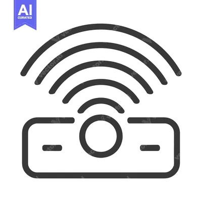 Aset desain premium: A stylized icon depicting wireless communication emanating from a devi