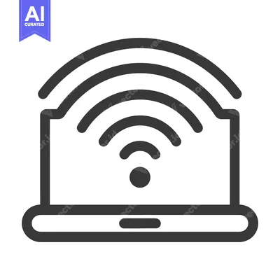 Simple illustration of a laptop broadcasting a wireless signal