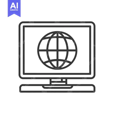 Aset desain premium: A graphic depiction of a computer screen displaying a globe