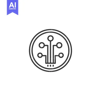 Aset premium populer: Minimalist Circuit Board Icon in Circle, Technology Symbol, Clean Desi
