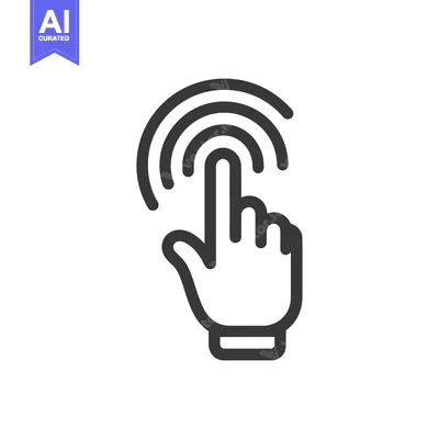 Aset premium populer: Finger Tap Icon: Hand Gesture with Ripple Effect, Isolated on White