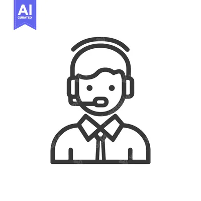 Aset desain premium: Minimalist Icon of Customer Service Representative with Headset and Ti