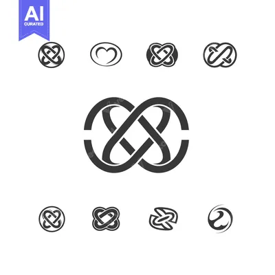 Aset desain premium: Intertwined Hearts in a Circle Logo Design Concept