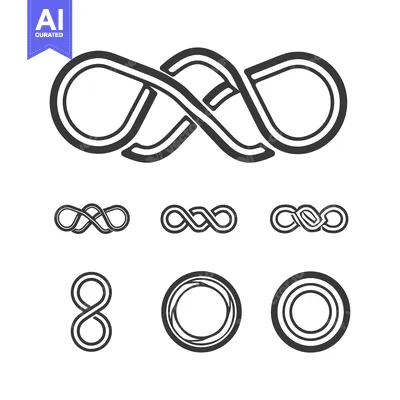 Premium design asset: Intertwined Infinity Symbol Variations in Black and White