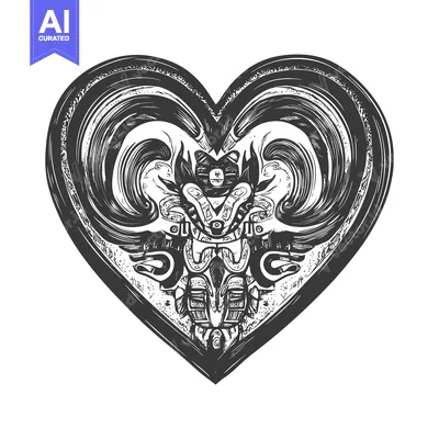 Popular premium asset: Intricate Black and White Heart Design with Geometric Shapes and Swirl