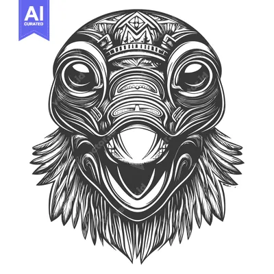 Aset premium populer: Intricate Black and White Illustration of a Bird's Head with Detailed