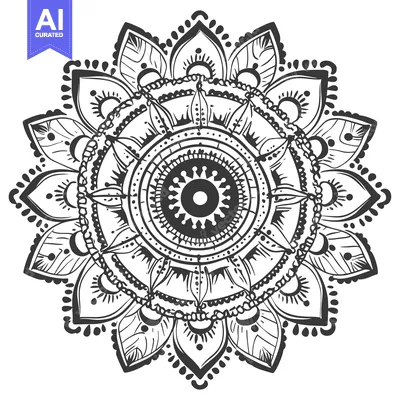 Popular premium asset: Intricate Black and White Mandala Design with Central Circular Pattern