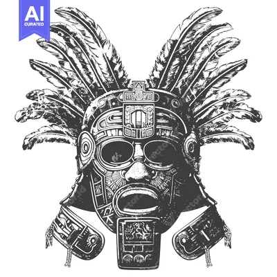 Popular premium asset: Intricately Designed Aztec Mask with Feathers