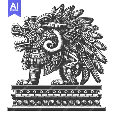 Aset premium populer: Intricately Detailed Aztec Jaguar Warrior Statue