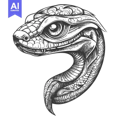 Aset premium populer: Intricately Detailed Snake Head with Ornamental Scales