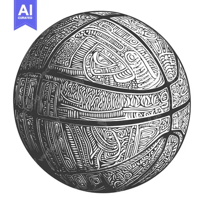 Popular premium asset: Intricately Patterned Black and White Basketball