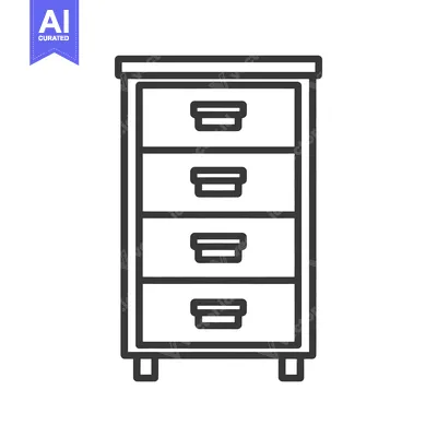 Download Minimalist Four-Drawer Cabinet Icon with Clean Lines and Simple Design Vector Graphic
