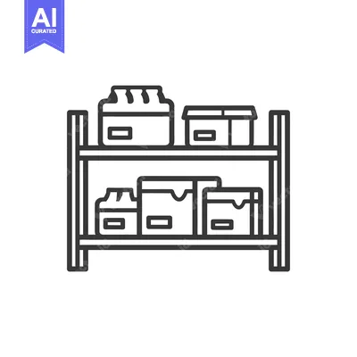 Download Minimalist Shelving Unit Icon with Storage Boxes Outline Vector Graphic