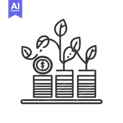 Aset premium populer: Financial growth is represented with plants growing from coins stacks