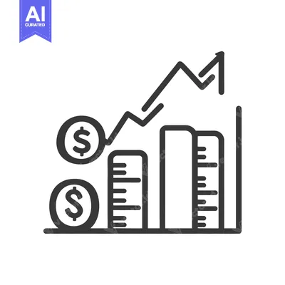 Aset desain premium: Financial growth is depicted with rising bars and currency symbols