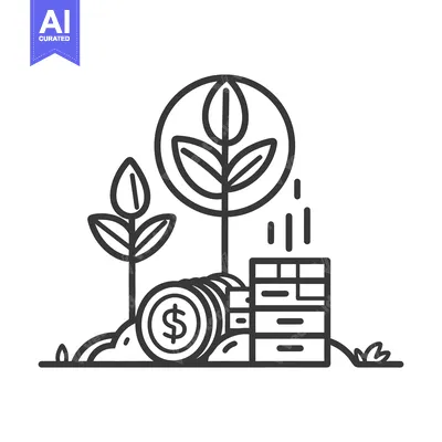 Aset premium populer: Financial Growth Illustrated With Plants and a Stack of Coins