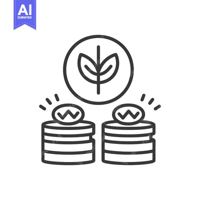 Aset desain premium: Illustrated icon showing money and a growing green plant symbol