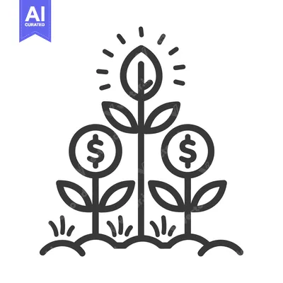 Aset desain premium: Illustration depicts financial growth with plants and dollar symbols