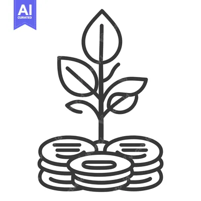Popular premium asset: Plant growing from a pile of coins representing financial growth