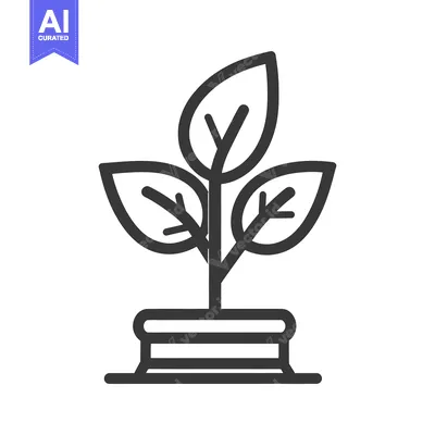 Aset desain premium: Simple illustration depicts a small plant growing in a pot