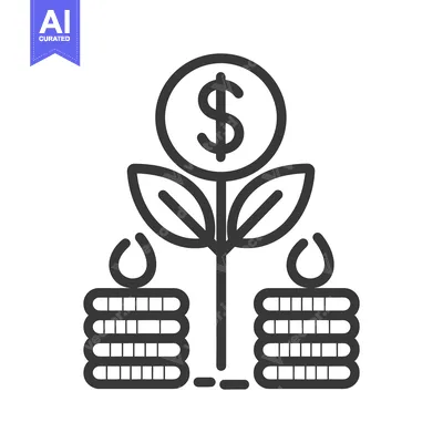 Aset premium populer: Illustrated financial growth showing a money plant and stacked coins