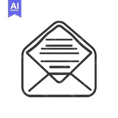 Premium design asset: An open envelope revealing a letter with multiple lines inside it