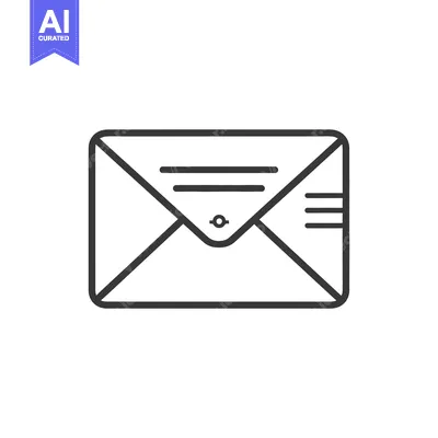 Aset desain premium: A simple line drawing shows an envelope icon with details