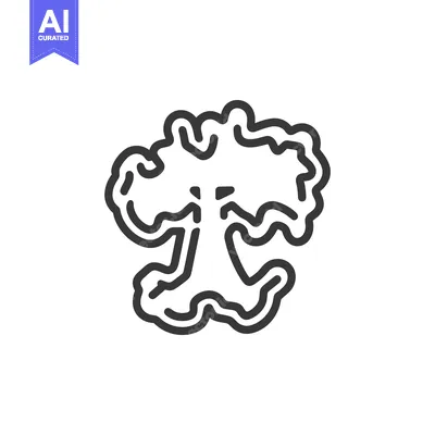 Aset desain premium: A simple outline of a tree with textured leaves