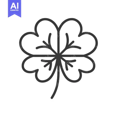 The graphical illustration depicts a simple outline of a four leaf clo