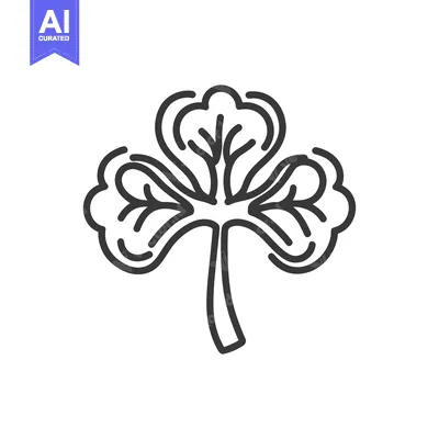Aset premium populer: A minimalist outline illustration depicting a three leaved plant