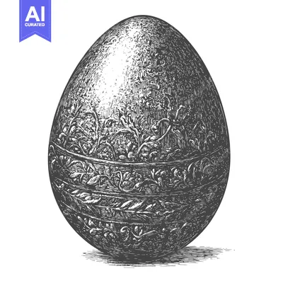Aset desain premium: Ornate Easter Egg Detailed Engraving Illustration