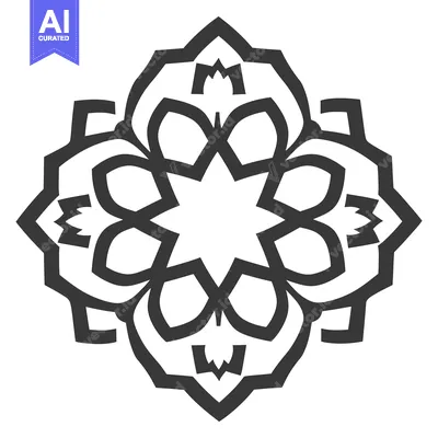 Popular premium asset: Geometric symmetrical floral design featuring dark bold lines on white
