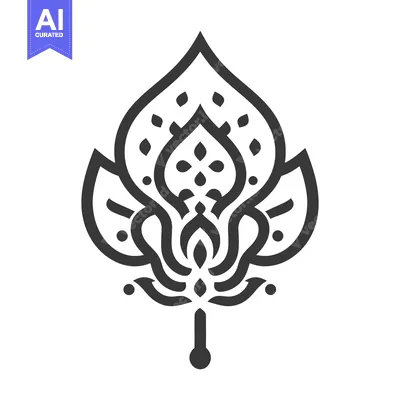 Aset premium populer: A stylized black and white floral design against a white background