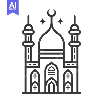 Popular premium asset: An illustration of a mosque building with moon and stars