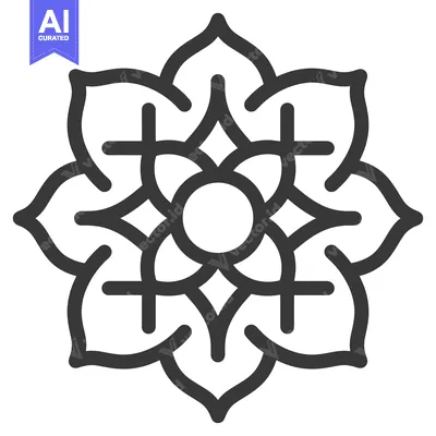 Popular premium asset: Geometric depiction of stylized symmetrical floral ornamnet design