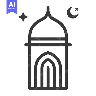Premium design asset: A simplified black and white illustration of a religious building